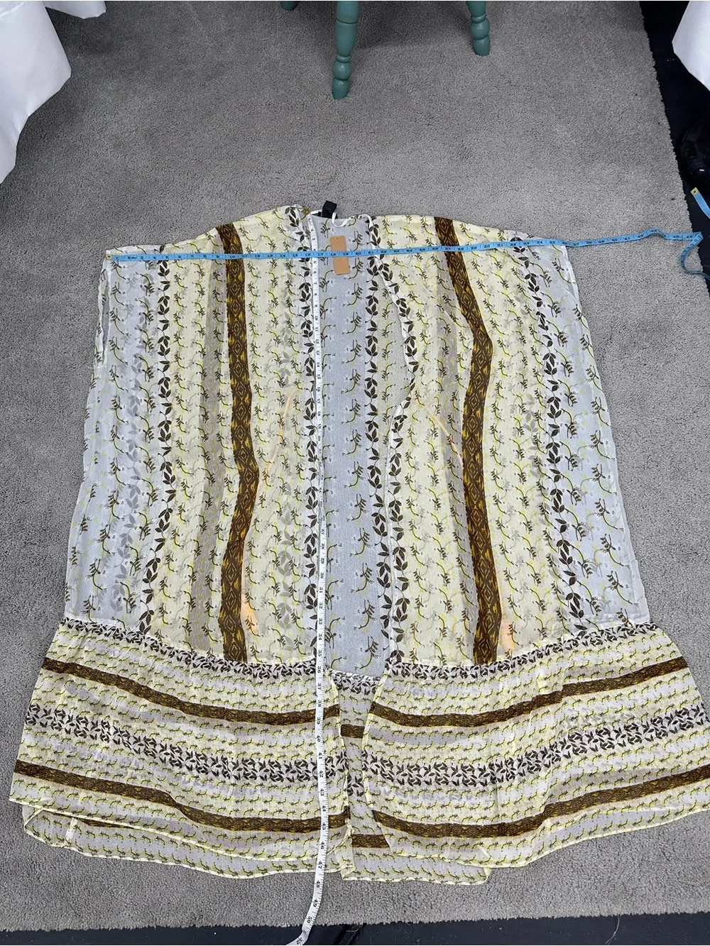 Steve Madden Sheer Floral Stripe Long Coverup - Yellow & Brown new with tags